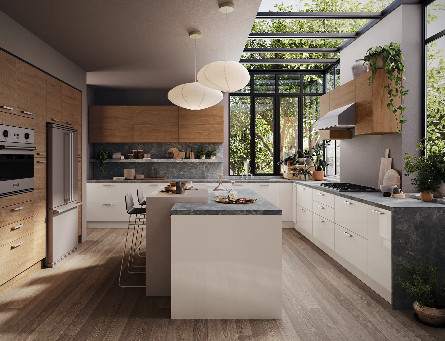 Nature Inspired Kitchen Living-1